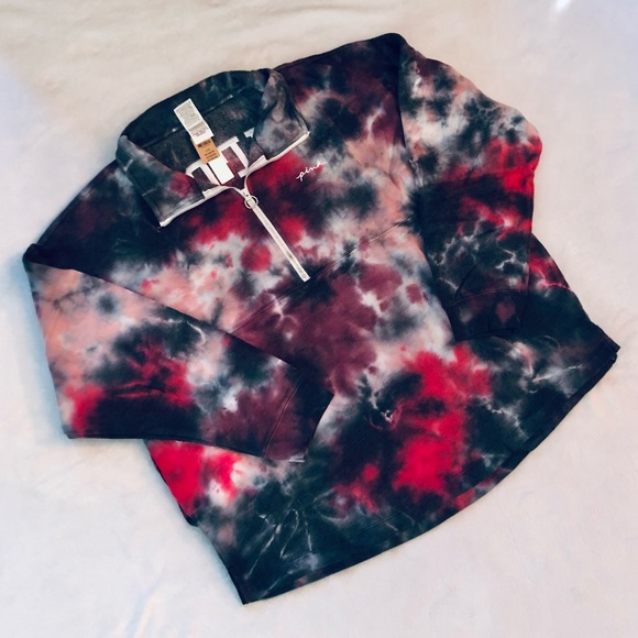 NEW!!  VS PINK tie dye varsity half zip! - Picture 7 of 14